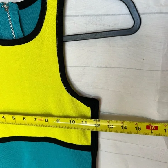 BEBE dress neon green and blue bodycon dress size small women’s dress - Picture 7 of 8